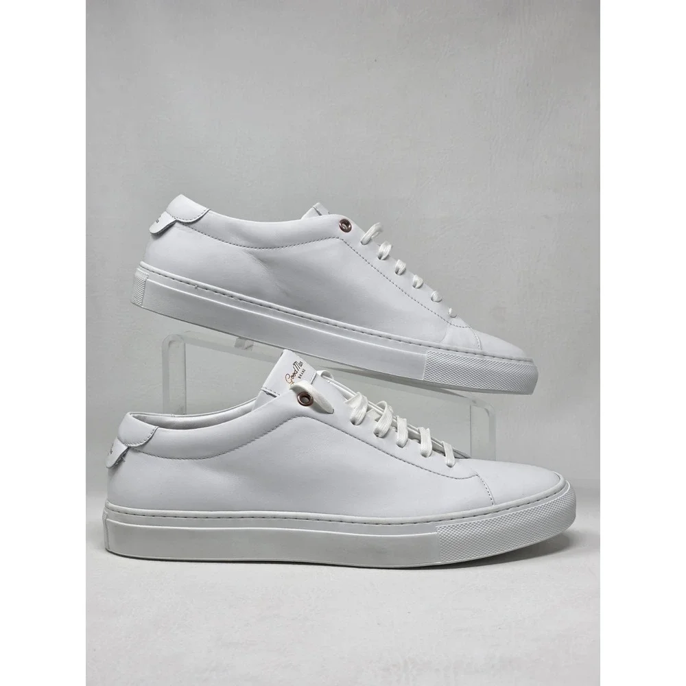 Good Man Brand Mens Size 8 Edge Low Top White Leather Sneakers Made in Italy New